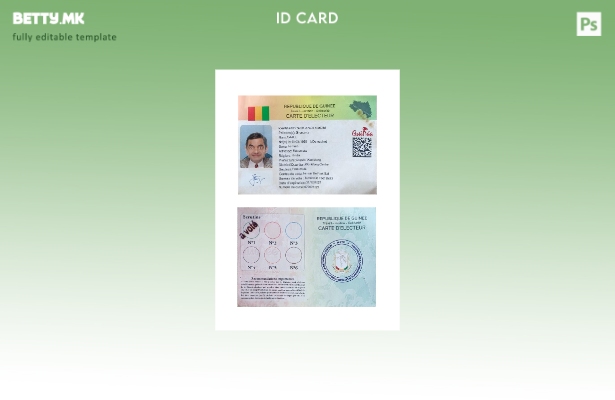 Шаблон за лична карта за гласање во Гвинеја во модерен стил